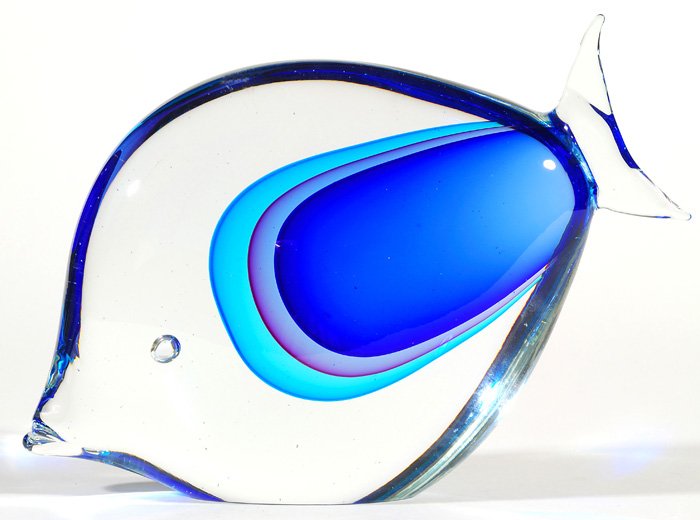 Flavio Poli: Seguso Vetri D'Atre. Sommerso Glass. Italy, 1954. 7.25H x 9L x 2.5D