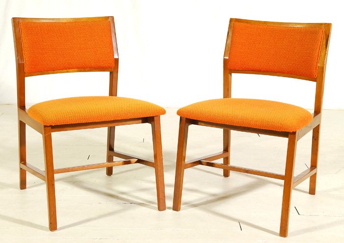 Edward Wormley: Pair of rosewood Dunbar side chairs. Original label and upholstery. Size 20W x 20D x 31H