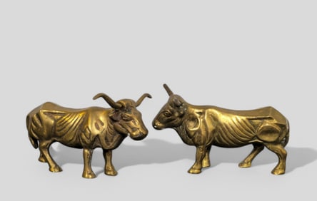 MCM Brass Longhorn Figurines
