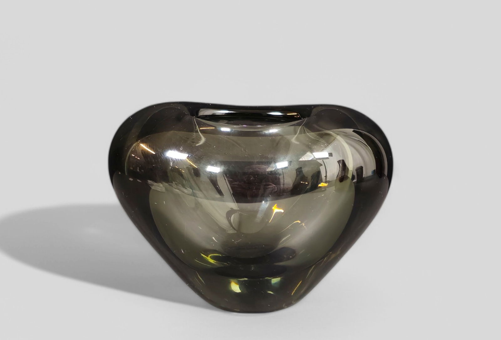 Per Lutken Holmegaard "Heart" Vase: Per Lutken Holmegaard "Heart" Vase, Denmark, 1959. Incised signature to underside. 5 1/2w x 3 3/4d x 4h.