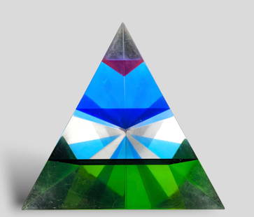 Vasa (Velizar Mihich) Untitled Pyramid: Vasa (Velizar Mihich) Untitled Pyramid, USA, 2005. Acrylic multi colored pyramid. Incised signature and date to edge. 5 3/4w x 5 3/4d x 5 3/4h.