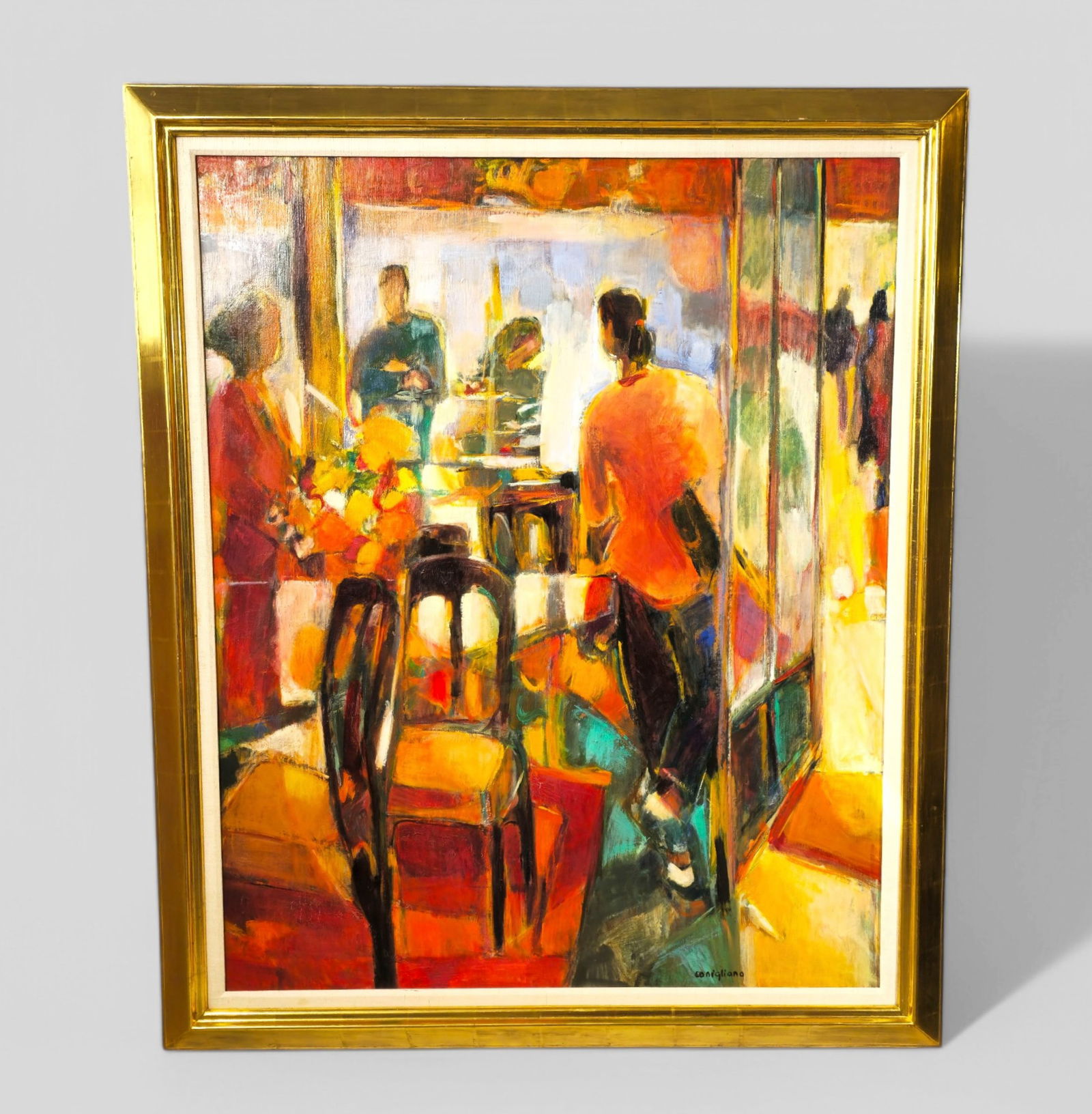 Conchita Conegliano (b. 1943) (Spain) Oil People Gathering in the Dining Room (1 of 12)