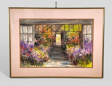 Richard (Harry Richard) Black (1922-2014)(PA, OH) Oil, "Spring at Nursery"