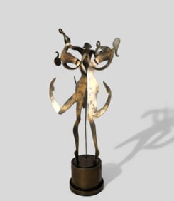 Art Deco Revival Steel Sculpture, Dancing Ladies