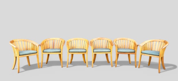 Smith & Hawken Curved Back Teak Dining Chairs
