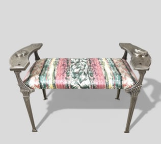 Art Deco Silvered Aluminum Smoking Bench