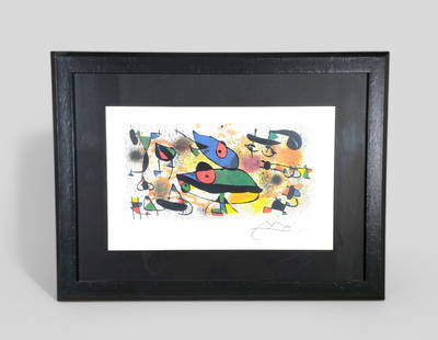 Joan Miro (1893-1983, Spain, France) Lithograph "Volume II": Lithograph on paper, "Volume II" signed in plate and numbered in pencil 79/500 lower margin. Professionally framed and matted. Image 17 x 26 3/4 Frame- 29 1/2 x 39 1/2.