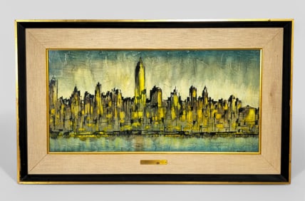 W. Cortland Butterfield (1904-1977, PA, NJ) Oil New York Skyline