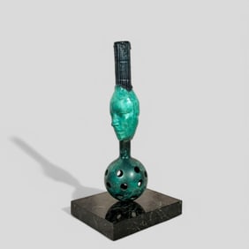 Bronze Surrealist Head Sculpture Signed Morse