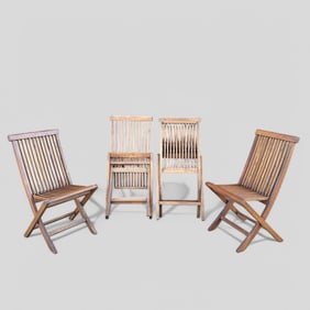 Teak Folding Occasional Accent Chairs