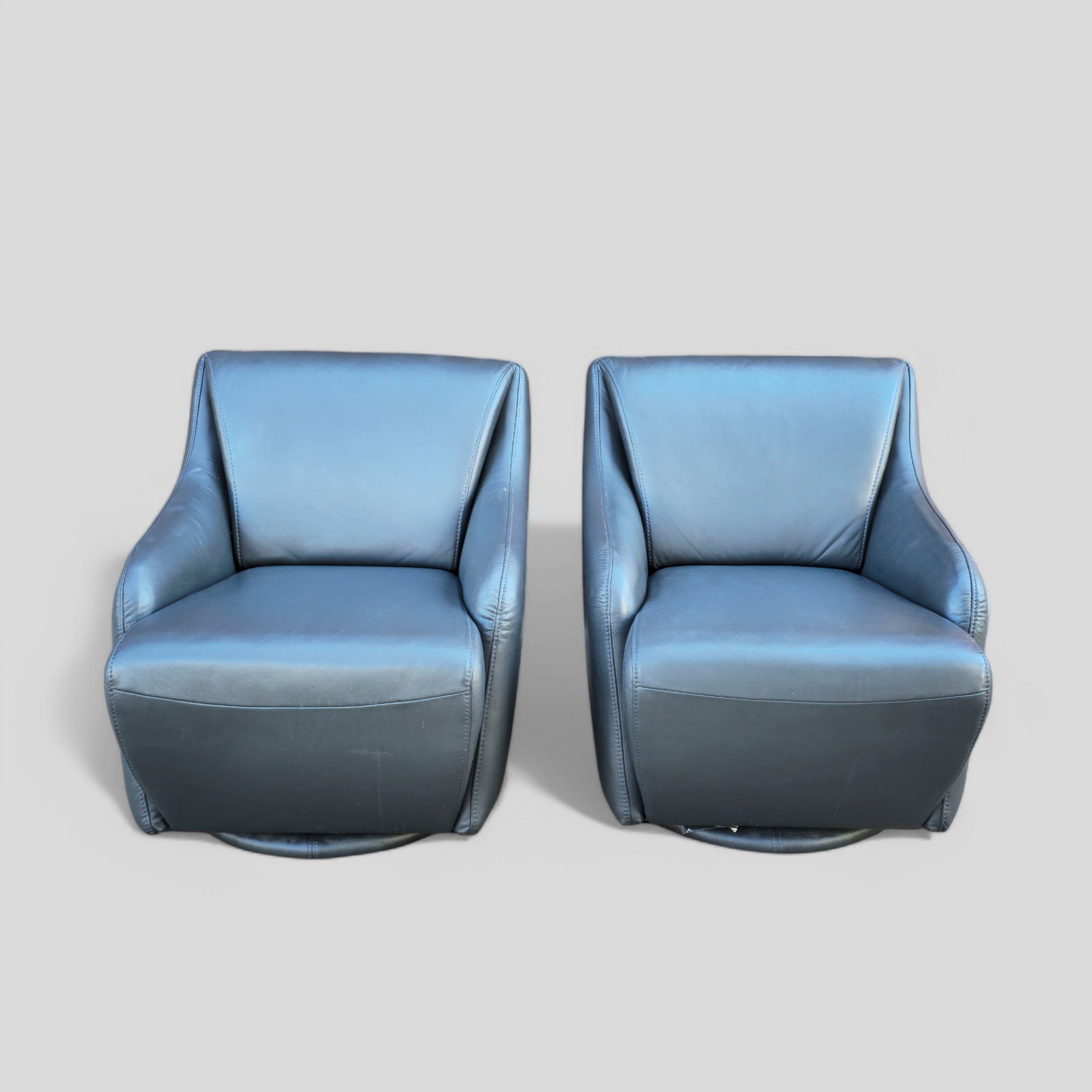 W. Schillig Nikki Leather Swivel Lounge Chairs: W. Schillig Nikki Leather Swivel Lounge Chairs, leather. Manufacturer's label to each. 28w x 30d x 32h SH- 17 1/2