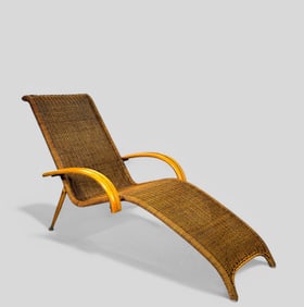 Italian MCM Woven Wicker Chaise