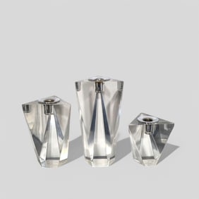 MCM Lucite & Chrome Graduated Candlesticks