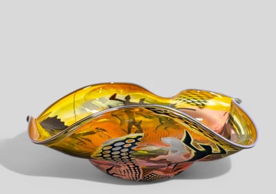 Outstanding Murano Style Art Glass Centerpiece Bowl