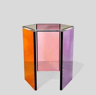 Vasa (Velizar Mihich, Attribution) Occasional Table: Occasional table, circa 1996. Untitled. Laminated and polished acrylic. 18 3/4w x 21 1/2d x 24h