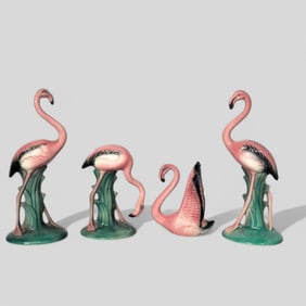 Assembled Will George Pasadena California Pottery Flamingos