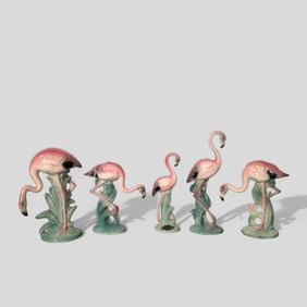 Assembled Brad Keeler L.A. California Pottery Flamingos