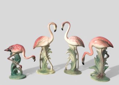 Assembled Brad Keeler L.A. California Pottery Flamingos