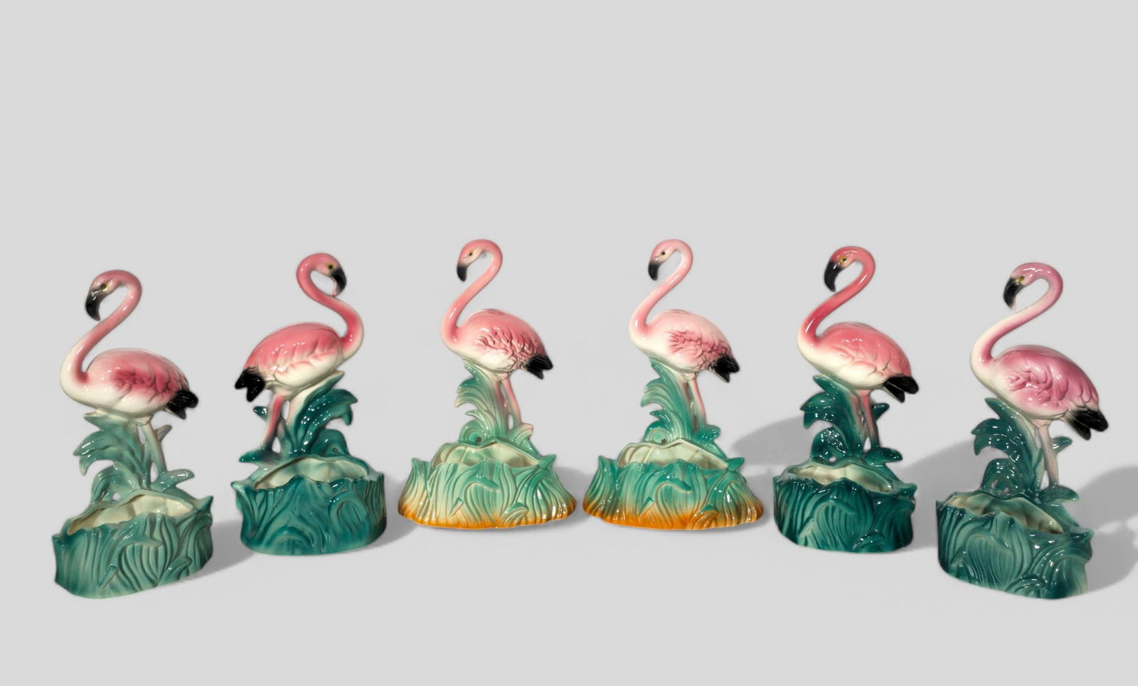Assembled MCM California Pottery Flamingo Planters (1 of 7)