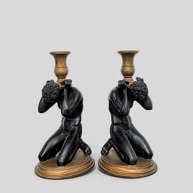 Vintage Boho Male Figure Candlesticks