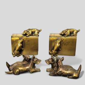 Art Deco Bronzed Scottie Dog Bookends
