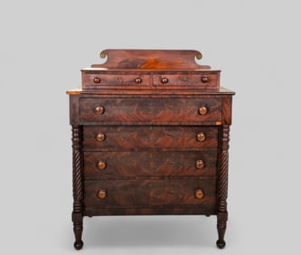 19th Century Federal Crotch Grain Mahogany Chest/ Dresser