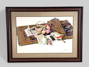 Richard Treaster (1932-2001)(Ohio) Watercolor, Still Life Floor Setting