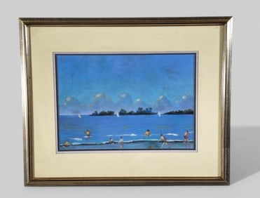 Gregory Gorby (1933-2010)(USA) Pastel, Beach Scene