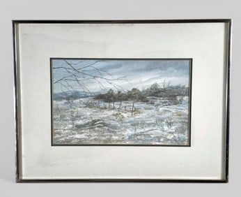 Edward Gradijan (1933-2002)(USA) Gouache, Winter Fields