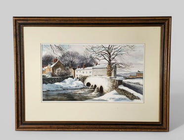 Florian K. Lawton (1921-2011)(Ohio) Watercolor, Cotswold Winter