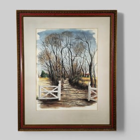 Charles L. Holley (20th Century)(USA) Watercolor, Maryland Side Road