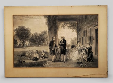 Thomas Oldham Barlow (1824-1889)(United Kingdom) Stipple Engraving "The Home of Washington" 1863