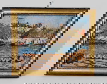 Georgii A Lapshin (1885-1951)(Russian Federation, France) Oil on Board French River