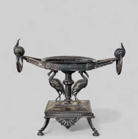 19th Century MFD Victorian Silver Plated Crane Compote Stand
