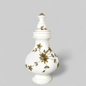 Carl Falkenstein Frosted Glass & Bronze Lidded Vessel