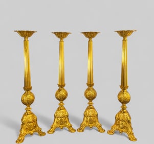 Outstanding Gilt Cast Brass Candlesticks