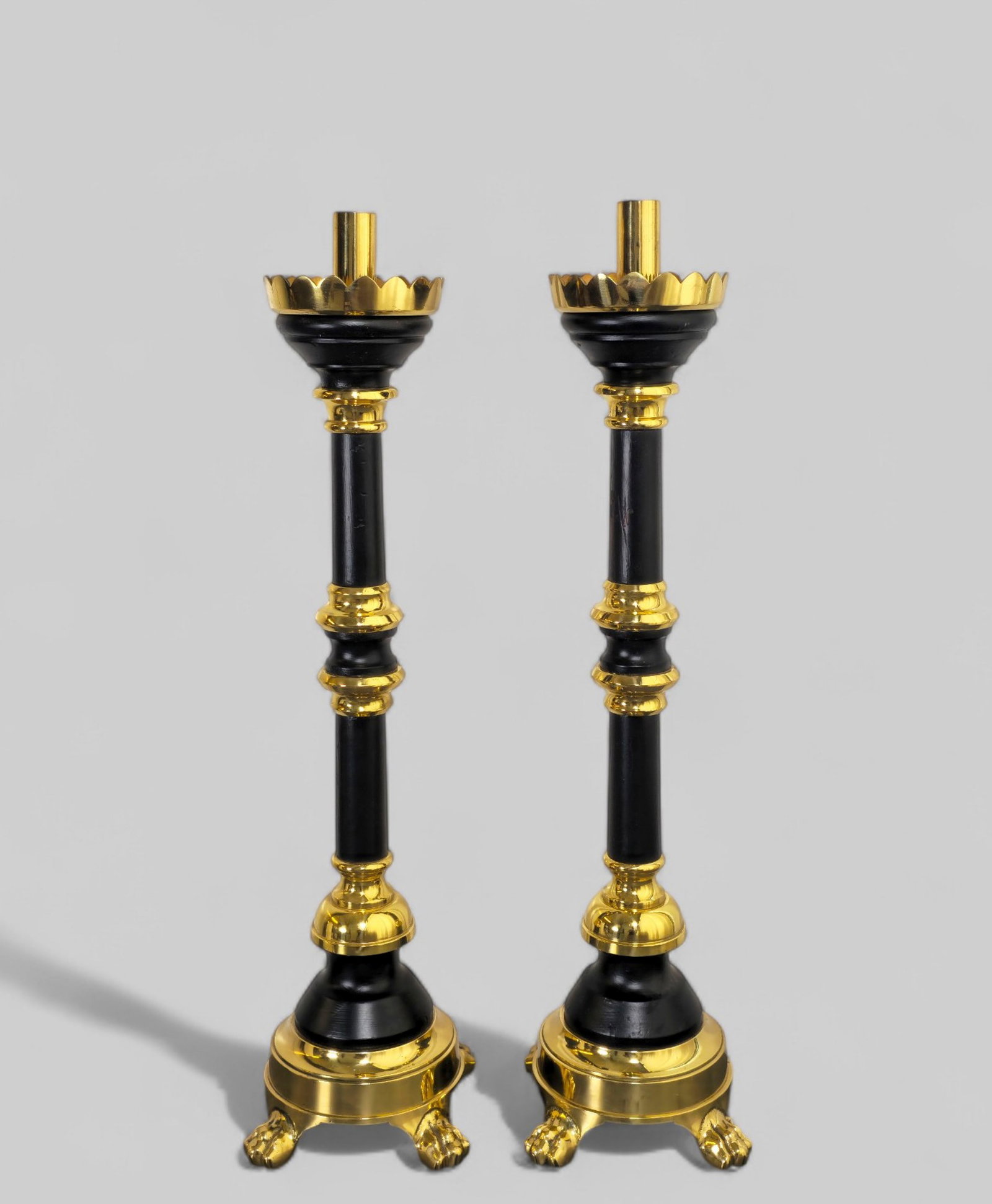 Art Deco Revival Brass & Ebony Candlesticks (1 of 6)