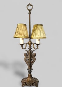 Art Nouveau Bronze Winged Angel Table Lamp