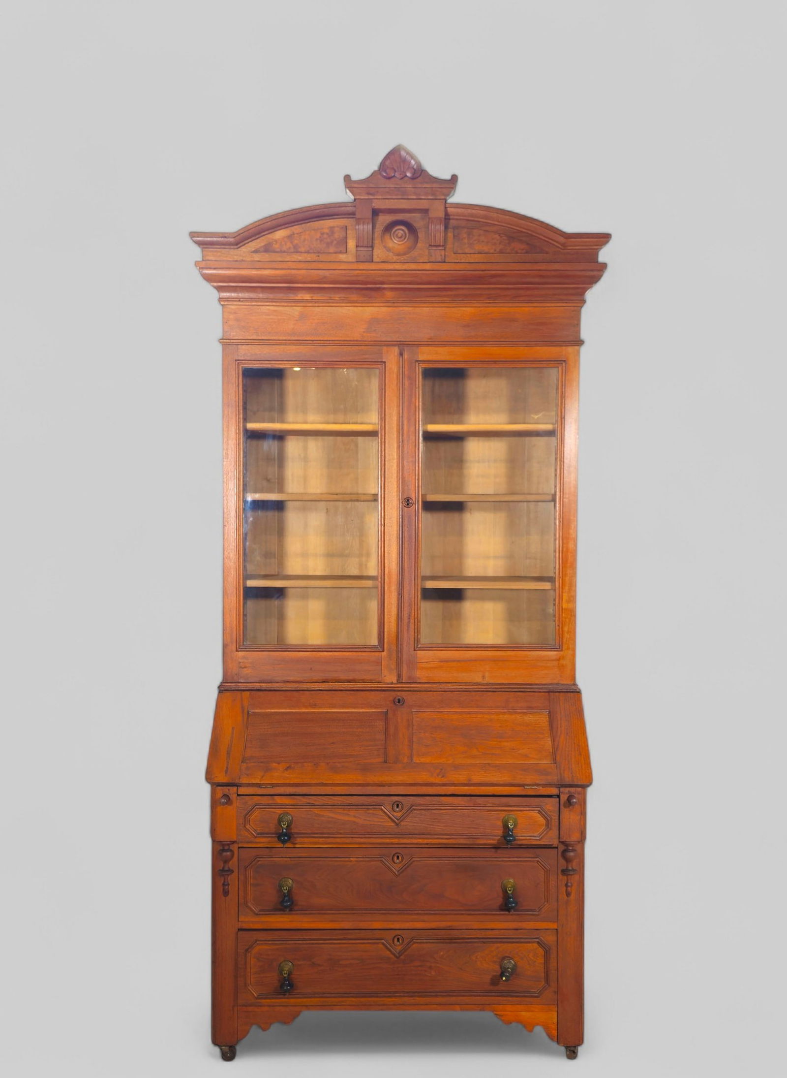 19th Century Victorian Oak & Walnut Secretary Desk (1 of 11)