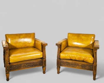 Romweber Viking Oak Club Chairs, #13520