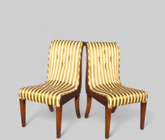 Romweber Viking Oak Upholstered Slipper Chairs