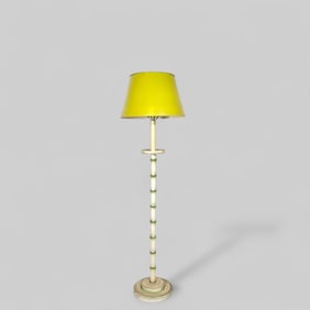 Hollywood Regency Style Wood Bamboo Floor Lamp