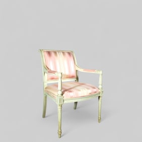 Neoclassical Style Silk Upholstered Lounge Chair