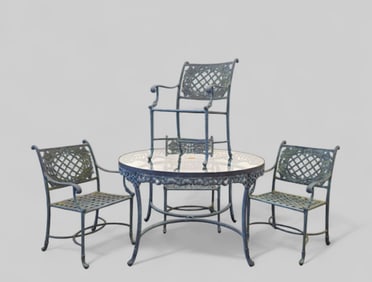 Cast Aluminum Indoor/ Outdoor Dining Table & Chairs