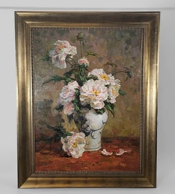 Sophie (20th Century) (China) Oil Still Life Floral Vase
