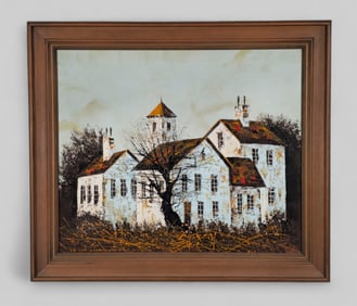 Hirsch (20th Century) Oil, Large White Structure