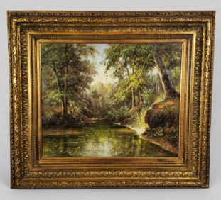 J. Pollini (20th Century) Oil, Figures on Boat