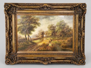 J. Pollini (20th Century) Oil, Sheep in Roadway