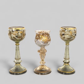 Moser Wine Glasses with Raised Decoration