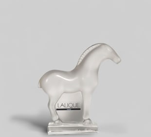 Lalique France Crystal Frosted Horse Paperweight